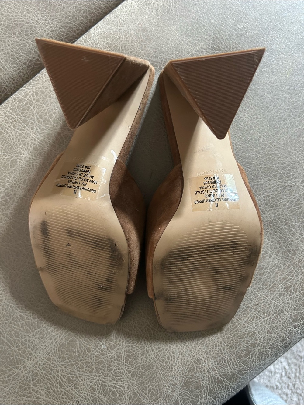 Express Women's Brown Suede Block Heel Slide Sandals - Picture 6 of 6